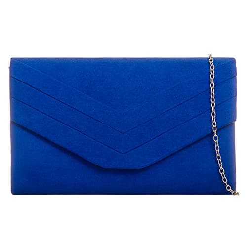 Image of fi9 Women's Stylish Suede Envelop Style Bridal Wedding Evening Clutch Party Purse Hand Bag (Royal Blue)