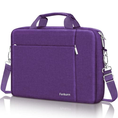 Image of Ferkurn Laptop Bag Case for Women Men, Messenger Briefcase Computer Bag with Shoulder Compatible with Macbook Pro/Air, XPS Latitude, HP Pavilion, ASUS, Acer, Samsung, Purple, 15 15.6 16 Inch