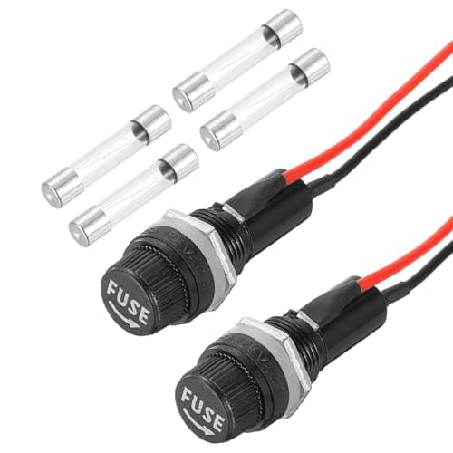 Image of sourcing map 2 Pcs Panel Mount Fuse Holder, 6 x 30mm 10/15A DC 125/250V Ring Terminal Screw Cap Fuse Holders with Pre-Soldered Wires and 15A Glass Tube Fuses