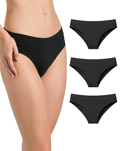Image of Risalti Underwear Women Brazilian Bamboo 3 Pcs - Women's Knickers, Seamless Knickers For Women, Womens Underwear, Knickers For Women Multipack, Pants For Women - Made in Italy Black-black-black