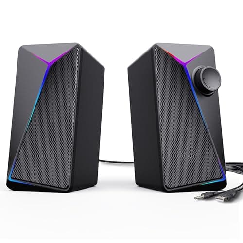 Image of ROSON Computer Speakers, Gaming PC Speakers with Enhanced Bass and Volume Control, Stereo 2.0 USB Powered 3.5mm Aux Multimedia Speakers for Laptop/Desktop/Tablets/Phone