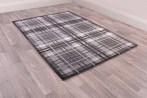 Image of Lord of Rugs Highland Tartan Rug for Living Room Bedroom Check Quality Rug Grey Small 80x150 cm (2'6"x5')