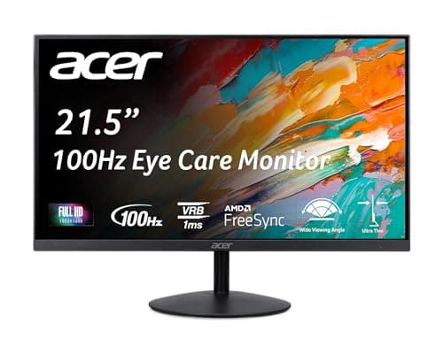 Image of Acer SB222Q EBI 21.5" FHD 1920 x 1080 IPS Zero-Frame IPS Gaming Office Monitor | AMD FreeSync Technology | Ultra-Thin Stylish Design | Up to 100Hz | 1ms VRB | Low Blue Light | Tilt | HDMI & VGA Ports