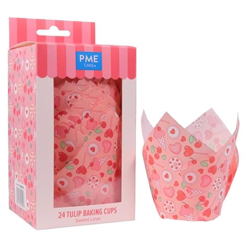Image of PME Cake Valentines Tulip Muffin Cases | Sweet Love (Set of 24)