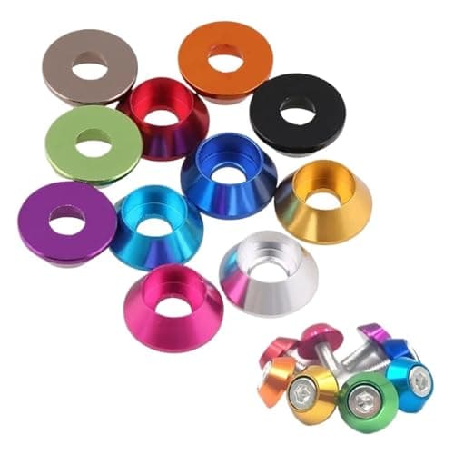 Image of SFCHEN Aluminum Washer M2 M2.5 M3 M4 M5 M6 M8 Corlorful Aluminum Alloy Cap Head Gasket Washers for RC Parts(Purple,M3-(10pcs))
