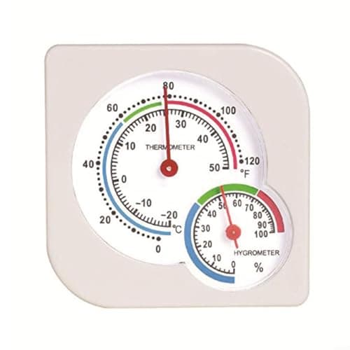 Image of HomeVortex Mechanical for DIAL Thermometer and Hygrometer, 2-in-1 Indoor Humidity Gauge with Stand for Home Office Greenhouse Nursery, -20 to 50°C Range, White(White)