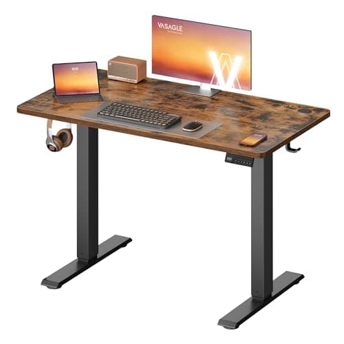 Image of VASAGLE Electric Standing Desk, Height Adjustable Desk, Sedentary Reminder, 4 Memory Heights, for Home Office, 100 x 60 cm, Rustic Brown LSD310KD01