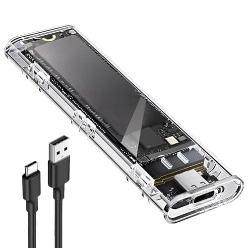 Image of Elixvane 10Gbps M.2 NVMe SSD Enclosure, USB 3.1 Gen 2 Tool-Free Installation NVMe SATA External Hard Drive Adapter for 2230/2242/2260/2280 SSDs Support UASP TRIM M & M+B Key (Transparent)