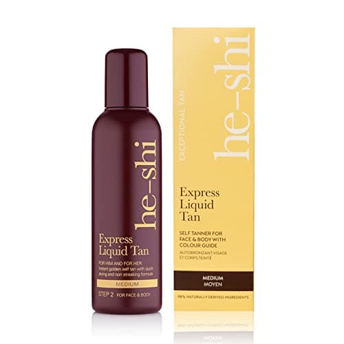 Image of He-Shi Self Tan Express Instant Fake Tan Liquid – Bronze Natural Quick Dry Formula with Tropical Smell - Vegan & Cruelty Free - Medium Bronzing Glow (150ml)