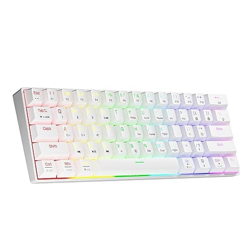 Image of NEWMEN GM610 Wireless Mechanical Keyboard,White 60% Wired USB C/Bluetooth/2.4Ghz RGB Backlit Hot Swappable Keyboard,Compact Anti-Ghosting Mac Windows PC Gaming Keyboard,QWERTY Layout(Red Switches)