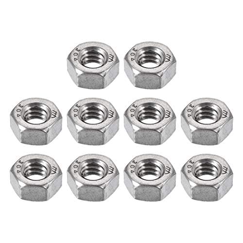 Image of Sourcingmap Hex Nuts, 1/4-20 UNC 304 Stainless Steel Thread Hexagon Nut 10pcs