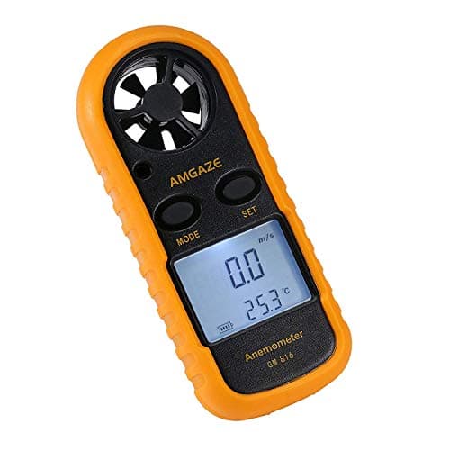 Image of Amgaze Digital Anemometer LCD Wind Speed Gauge Handheld Air Flow Velocity Measurement Thermometer Device for RC Drones Helicopter Windsurfing Kite Flying Sailing Surfing Fishing (Battery Included)