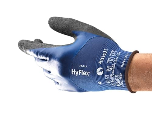 Image of Ansell HyFlex 11-925 Professional Work Gloves, Waterproof and Oil-Resistant Nitrile Coating, Multipurpose Protection, Mechanical and Industrial Safety, Blue, Size L(1 Pair)