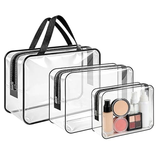 Image of Clear Wash Bag for Toiletries, Funnasting 3 in 1 Waterproof Clear PVC Travel Makeup Bag Business Bathroom for Men, Women and Kids