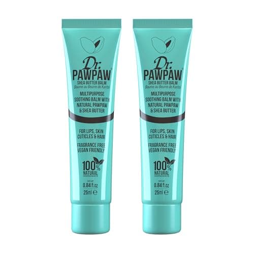 Image of Dr.PAWPAW Shea Butter Balm 2 x 25ml, Multi Purpose Natural Fragrance Free Pawpaw Balm with Shea Butter, Vegan Hydrating Care for Lips Skin Hair Cuticles and Nails