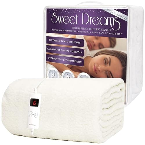 Image of Sweet Dreams Electric Blanket Single Size, Luxury Bed Fleece Heated Mattress Cover, Machine Washable Underblanket, Digital Control, Overheat Protection (Single Size)