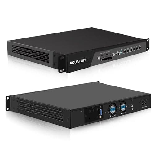 Image of ROUAFWIT 1U Firewall Appliance 10GBe, Core i3-12100, 4 x SFP+ X710 10Gbe, 6 x i226V 2.5GbE LAN, OPNsense, Network Rackmount 19 Inch, DDR4 16G RAM 512G SSD