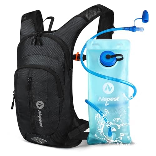 Image of Nepest Hydration Pack Backpack with 2L Water Bladder, Lightweight Water Backpack for Hiking, Running, Biking, black