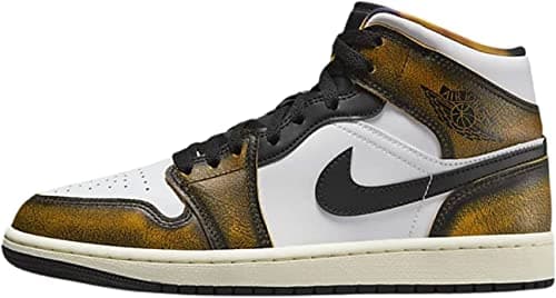 Image of NIKE Air Jordan 1 Mid SE Mens Shoes, Black/Taxi-white-sail, 9 UK