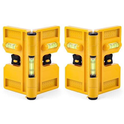 Image of QualiapeX Magnetic Post Level, 270° Adjustable Folding Post Level with 3 Vials, Elastic Loop for Hands-free Work - 2 PCS