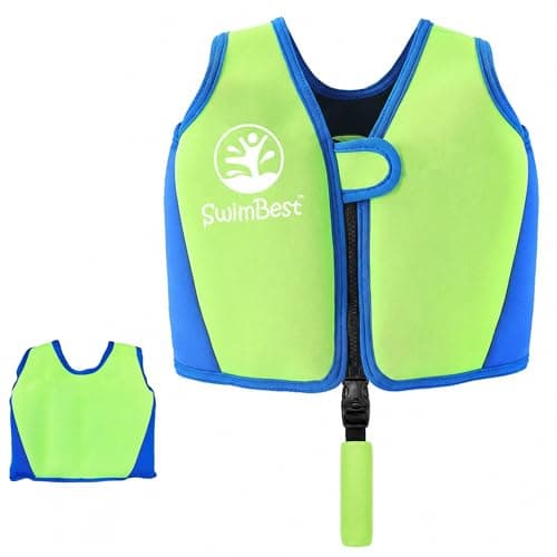 Image of SwimBest Swim Vest - For Baby, Toddler & Kids. Adjustable Buoyancy Swim Jacket, ideal for pools/beaches/holidays & Learning to Swim (Lime/Blue, S (Up to 3 Years/Up to 19kg))