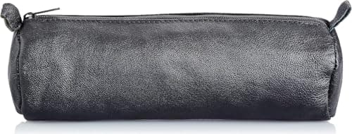 Image of Alassio 43031 Pencil Case Real Leather Black Approx. 21 x 6 cm Round Pencil Case with Zip