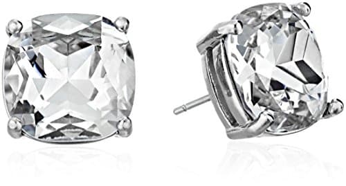 Image of Kate Spade New York small square studs, Clear/Silver