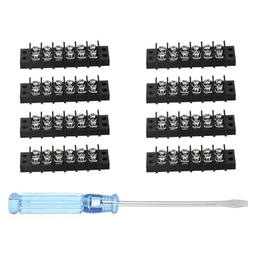 Image of sourcing map 6 Circuits Screw Terminal Blocks, 300V 20A 9.5mm Pitch 6 Positions Dual Rows Terminal Strip with Flat Head Screwdriver for Electrical Wire Connecting, Pack of 8