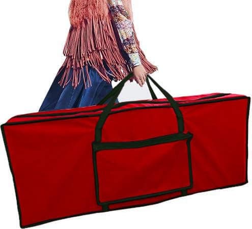 Image of Ram® Red Christmas Tree Storage Bag Fabric Xmas Tree Fabric Decor Holiday Store Bag Upto 9FT Trees