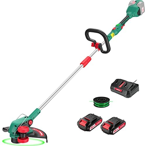 Image of HYECHO Cordless Grass Trimmer, 36V Garden Strimmer/Edger with 2 * 2.0Ah Rechargeable Battery & 4.0 Fast Charger 35cm Cutting Diameter, Dual Auto-feed Lines, Telescopic Handle