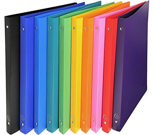 Image of Exacompta A4 Flexible Polypropylene Slim Ring Binder 2-Ring 20mm Spine - Pack of 5 Assorted Colours