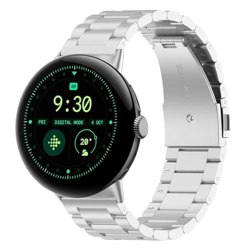 Image of Chofit Straps Compatible with Google Pixel Watch 3 45mm 41mm Strap, Metal Stainless Steel Wristband Replacement Business Band for Pixel Watch3 (45mm, Silver)