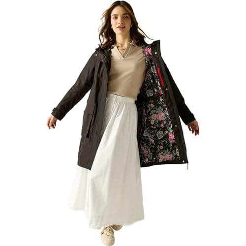 Image of Regatta Womens Cath Kidston Long Waterproof Jacket - Black Hackney Rose - 10