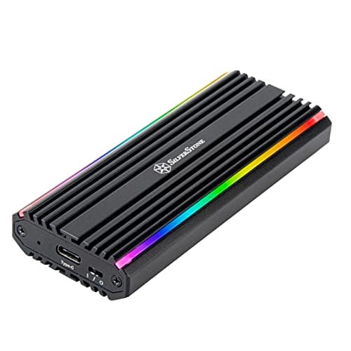 Image of SilverStone Technology SST-MS13 - USB-C 3.2-Gen2-10Gbps NVMe/SATA M.2 SSD RGB Enclosure 71175 Black