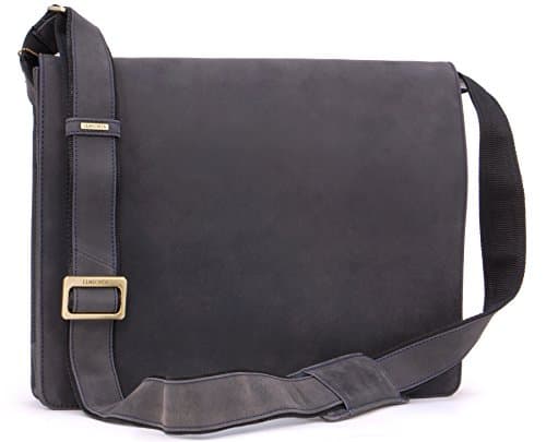 Image of VISCONTI - Leather Messenger Shoulder Bag For Men - Fits 13 to 14 Inch Laptop - Medium/Large Work Bag For A4 Notebooks - 18548 Harvard - Oil Blue