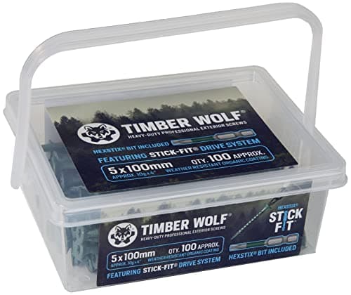 Image of Timber Wolf Exterior Woodscrews - 5.0 x 100mm - Tub of 100, Green