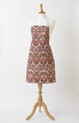 Image of William Morris Red Strawberry Thief Cotton Drill Floral Apron