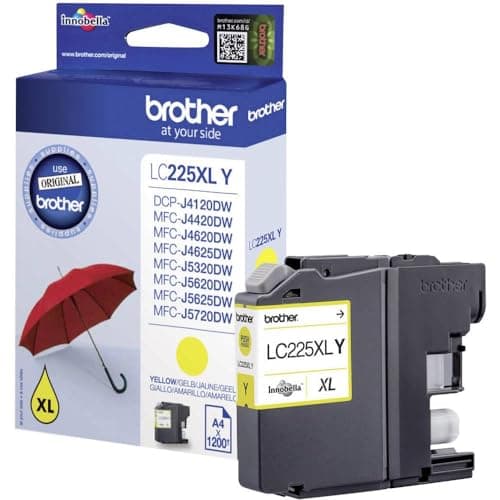 Image of Brother LC-225XLY Inkjet Cartridge, Yellow, Single Pack, High Yield, Includes 1 x Inkjet Cartridge, Brother Genuine Supplies