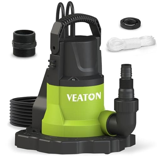 Image of VEATON Automatic Submersible Water Pump, 750W 13000L/H Portable Water Removal Pump with Base, Check Valve Adapter for Swimming Pool, Hot Tub, Boat Covers, Water Beds, Rooftop, Shallow Pit Water