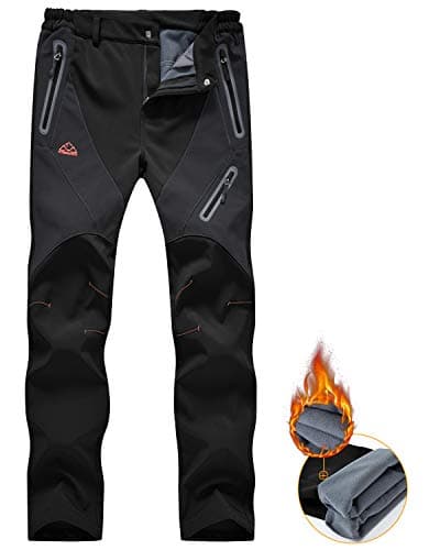 Image of donhobo Womens Walking Waterproof Trousers Thermal Fleece Lined Ladies Winter Outdoor Windproof Warm Softshell Hiking Fishing Ski Snow Pants Black XL