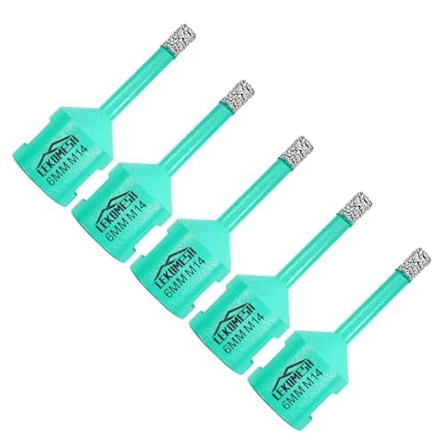 Image of LEKOMESH Diamond Tile Drill Bits - 5pc 6MM Tile Hole Saw for Porcelain Ceramic Marble Granite Stone Quartz Vacuum Brazed Diamond Drill Bits M14 Thread for Angle Grinder