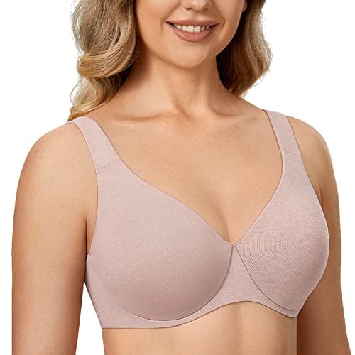 Image of DELIMIRA Women's Minimiser Bra Plus Size Non Padded Underwired Seamless Comfort Bras Cameo Heather 34DD