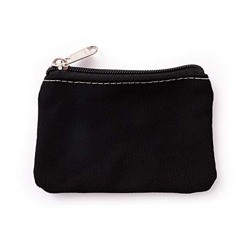 Image of Hibate Small Canvas Coin Purse Holder Wallet Zip Pouch Money Purses Bag for Women Men Kids (Black)
