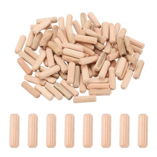 Image of PATIKIL 95 Pcs Wood Dowel Pins 1/4" x 3/4" Fluted Wooden Dowels Hardwood Pegs for Woodworking Furniture DIY Crafts Projects Door Art