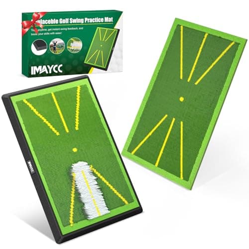 Image of IMAYCC Golf Mat 2Pics Replaceable Hitting Practice Mat with Antislip Rubber Base for Analysing Swing Path Training Indoor Outdoor,Nice Gift for Golf Beginners,Adult and Children