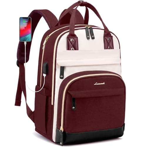 Image of LOVEVOOK Laptop Backpack for Women, Waterproof 15.6 inch Work Bag Womens Rucksack with Anti-theft Zipper & USB Port, Large Ladies Backpacks Back Pack Womans for Travel School University Business Red