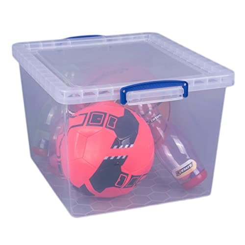 Image of Really Useful Box 33.5 Litres 18-Inch Nest Box with Lid 380 x 460 x 285 mm – Clear
