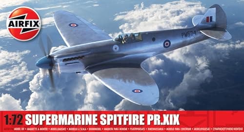 Image of Airfix - Model Set - A02017B Supermarine Spitfire PR.XIX Model Building Kit - Plastic Plane Kits for Adults & Children 8+, Set Includes Sprues & Decals - 1:72 Scale