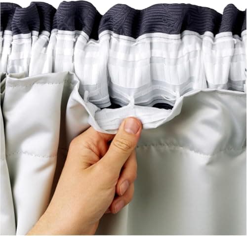 Image of RAYYAN LINEN Thermal Blackout Curtain Lining Pair, 100% Blackout 3 Pass Readymade Insulated Linings with Curtain Hooks (Width 46" X Drop 52" (To Fit 46"x54")