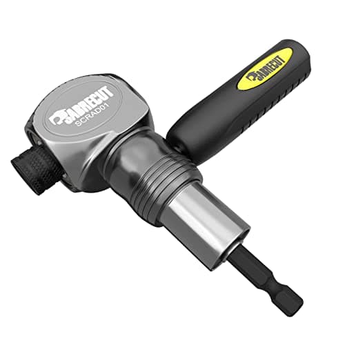 Image of 1 x SabreCut SCRAD01 Heavy Duty 1/4 Inch Compact Right Angle Impact Driver Bit Holder with 360 Degrees Rotatable Handle & Spring Loaded Knurled Quick Release Collar